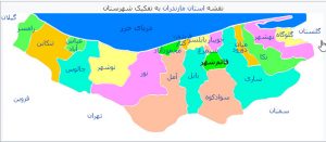 نقشه موقعیت شهرستان قائم شهر در استان مازندران